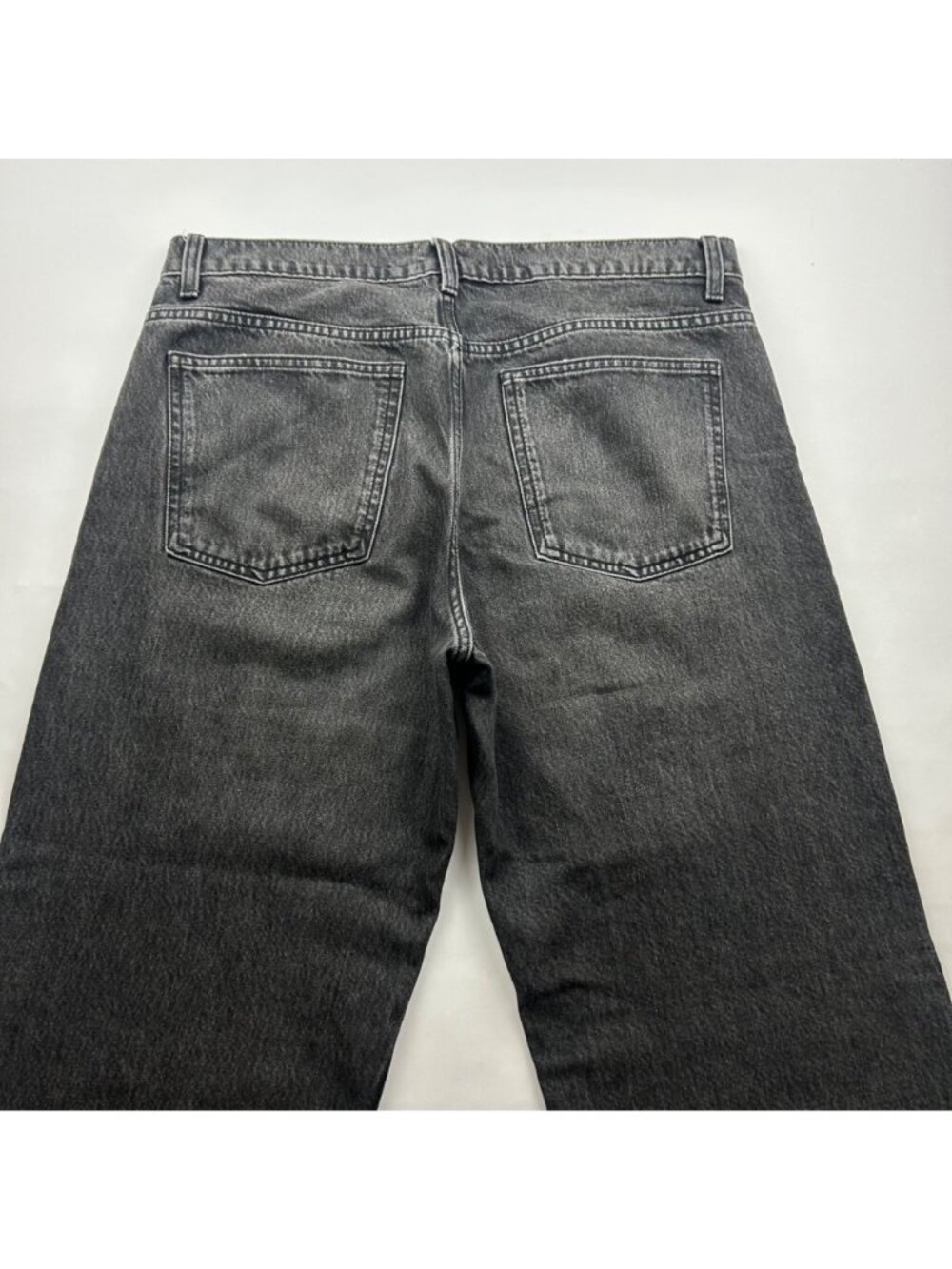 LONG Zara Washed Black Denim High Rise Wide Leg Jeans 10 - Picture 5 of 6